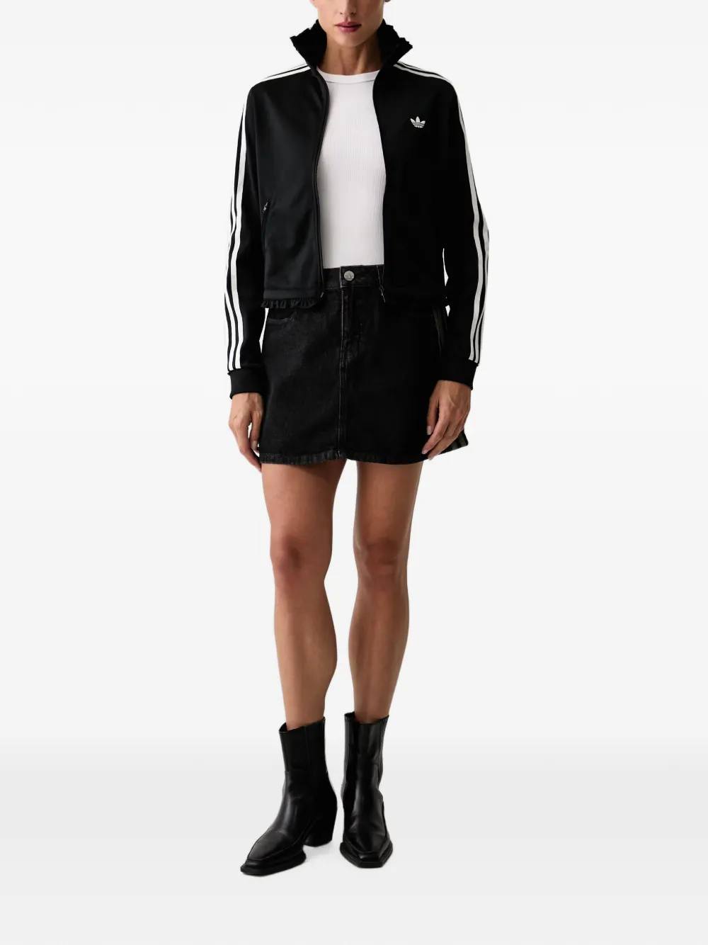 adidas 3-Stripe denim mini-rok Zwart