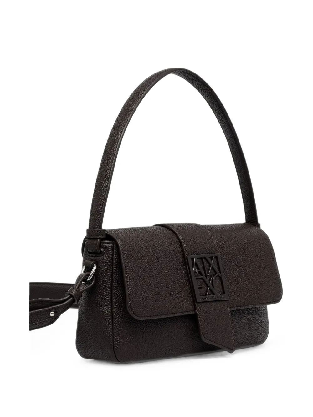 Armani Exchange Bewerkte schoudertas met logoplakkaat Bruin