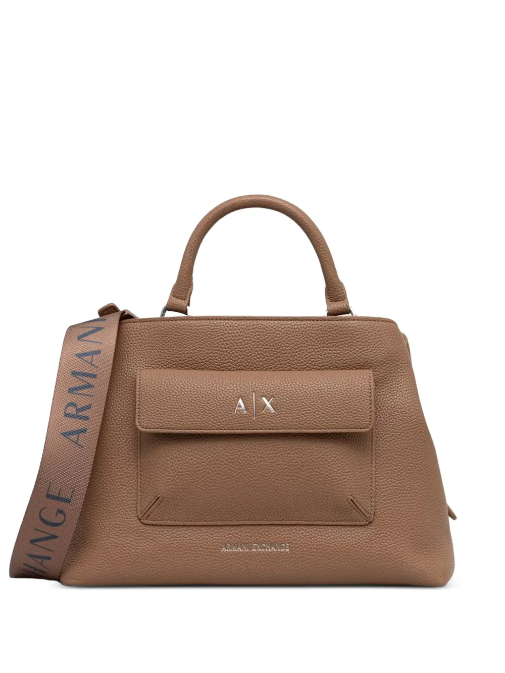 Armani Exchange logo-plaque pebbled tote bag