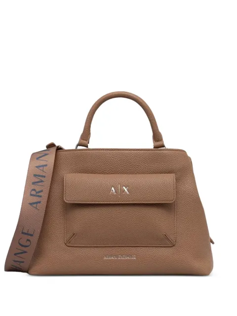 Armani Exchange logo-plaque pebbled tote bag