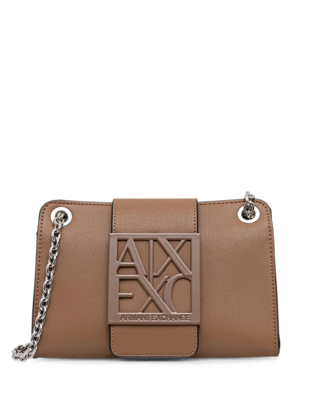 Armani Exchange logo-plaque chain-link cross body bag - Marrone