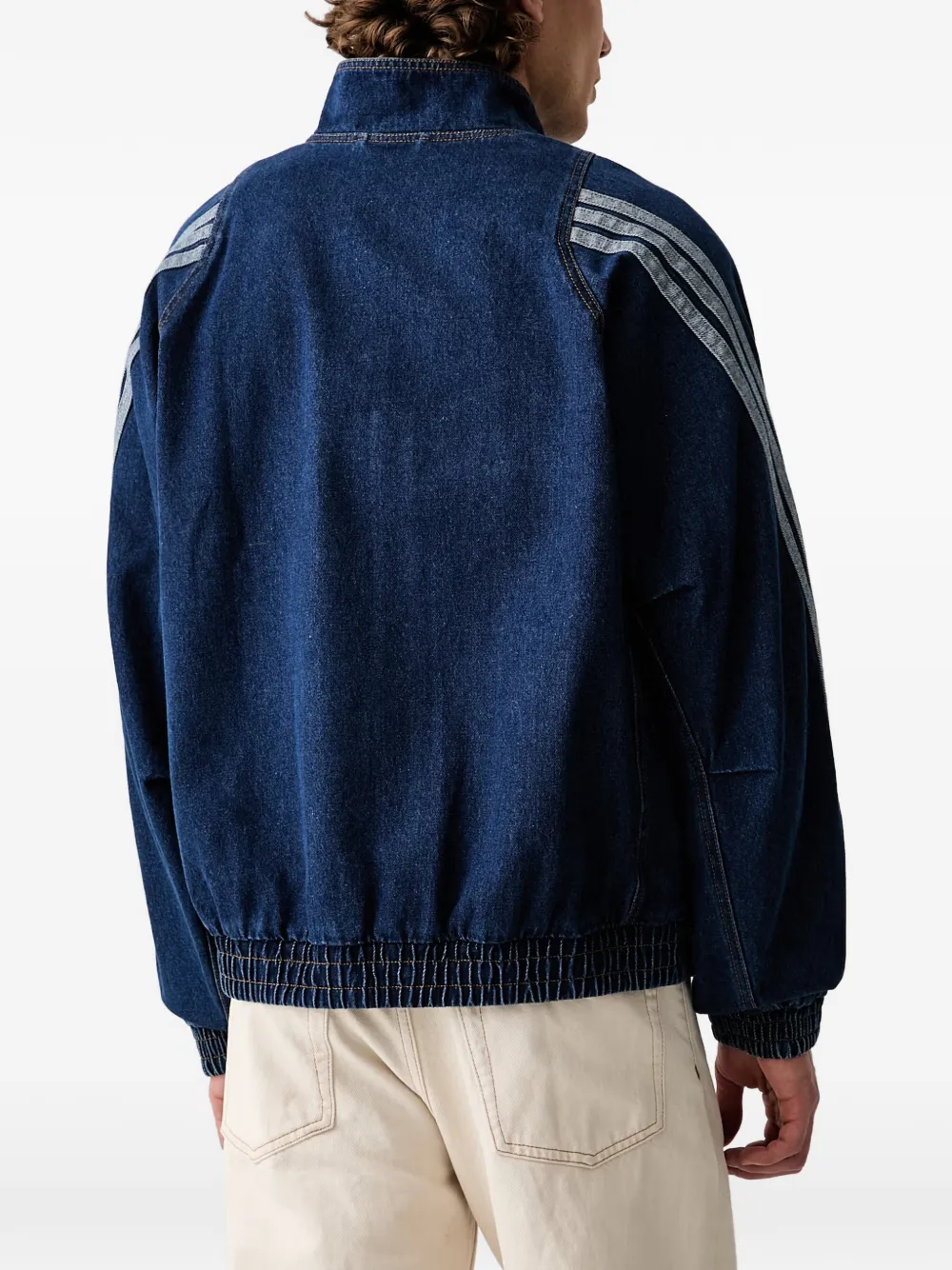 adidas logo-embroidered denim jacket Blauw