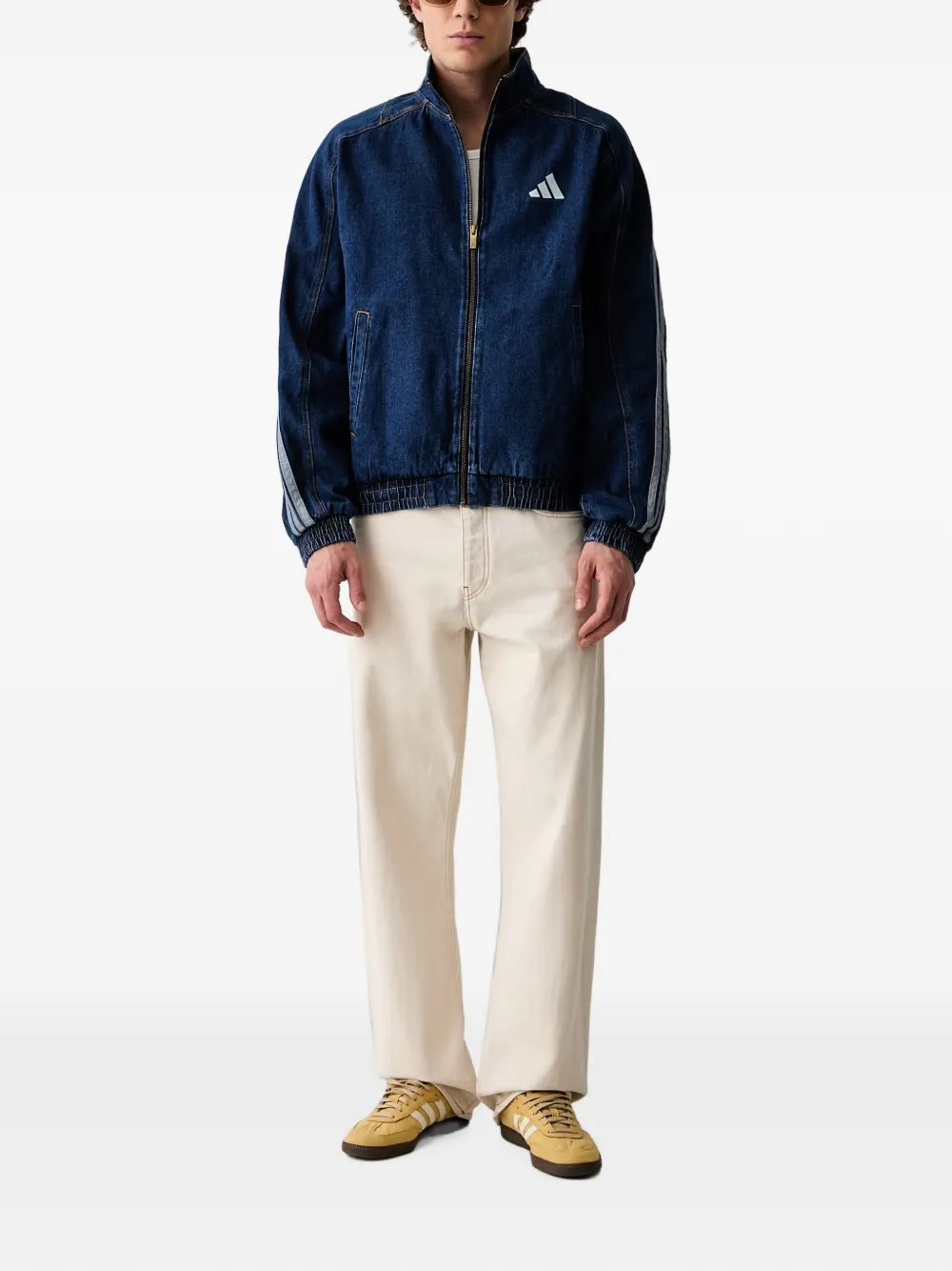 adidas logo-embroidered denim jacket Blauw