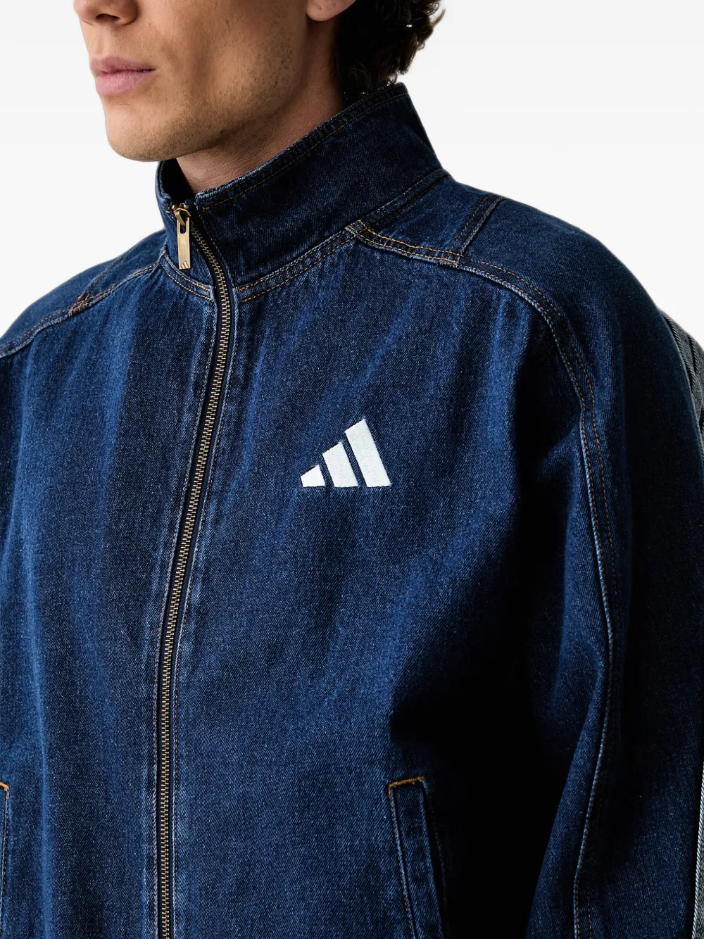adidas logo-embroidered denim jacket Blauw