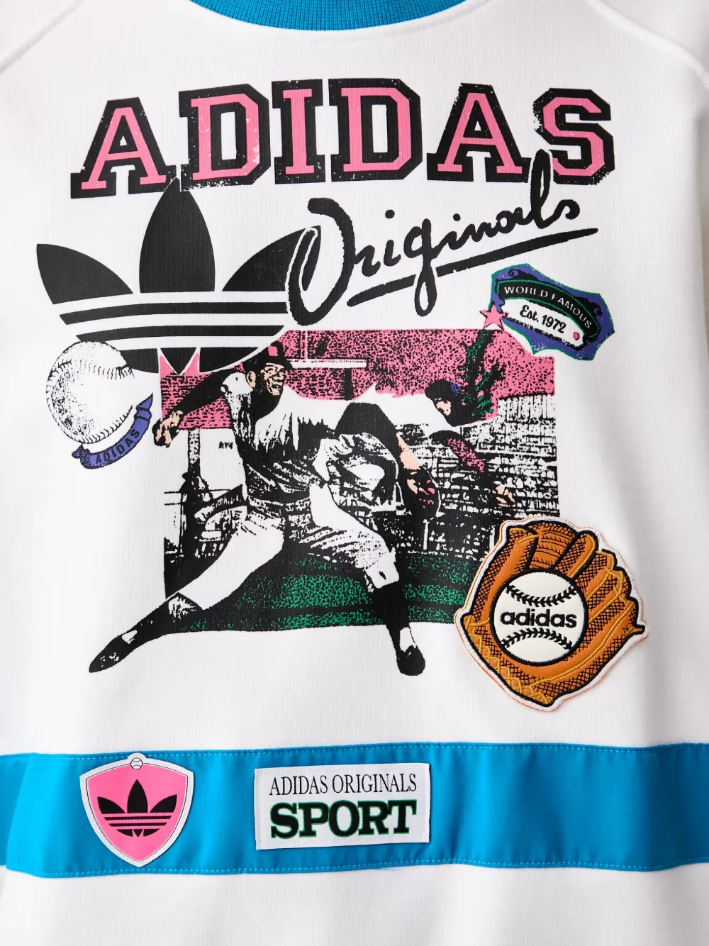 adidas graphic-print panelled sweater Wit