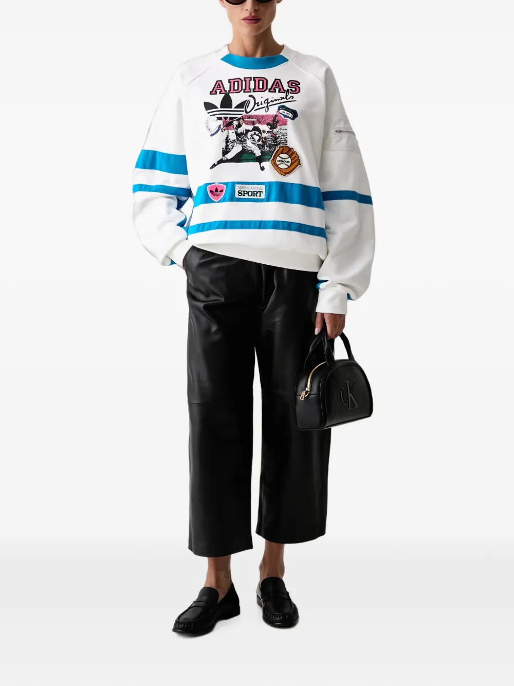 adidas graphic-print panelled sweater Wit