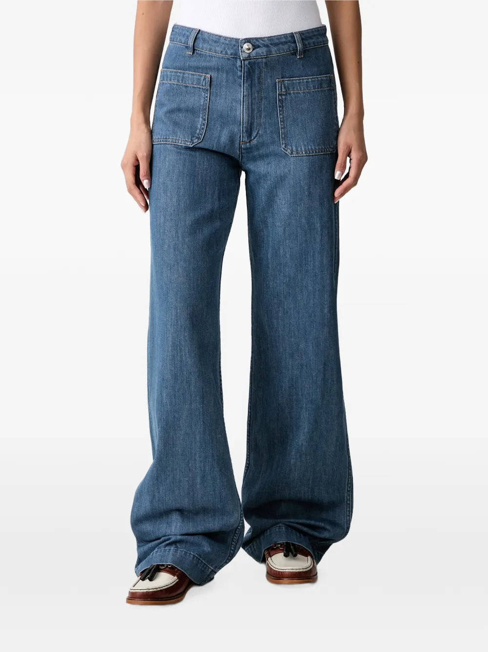 A.P.C. Victoria patch-pocket wide-leg jeans - Blu