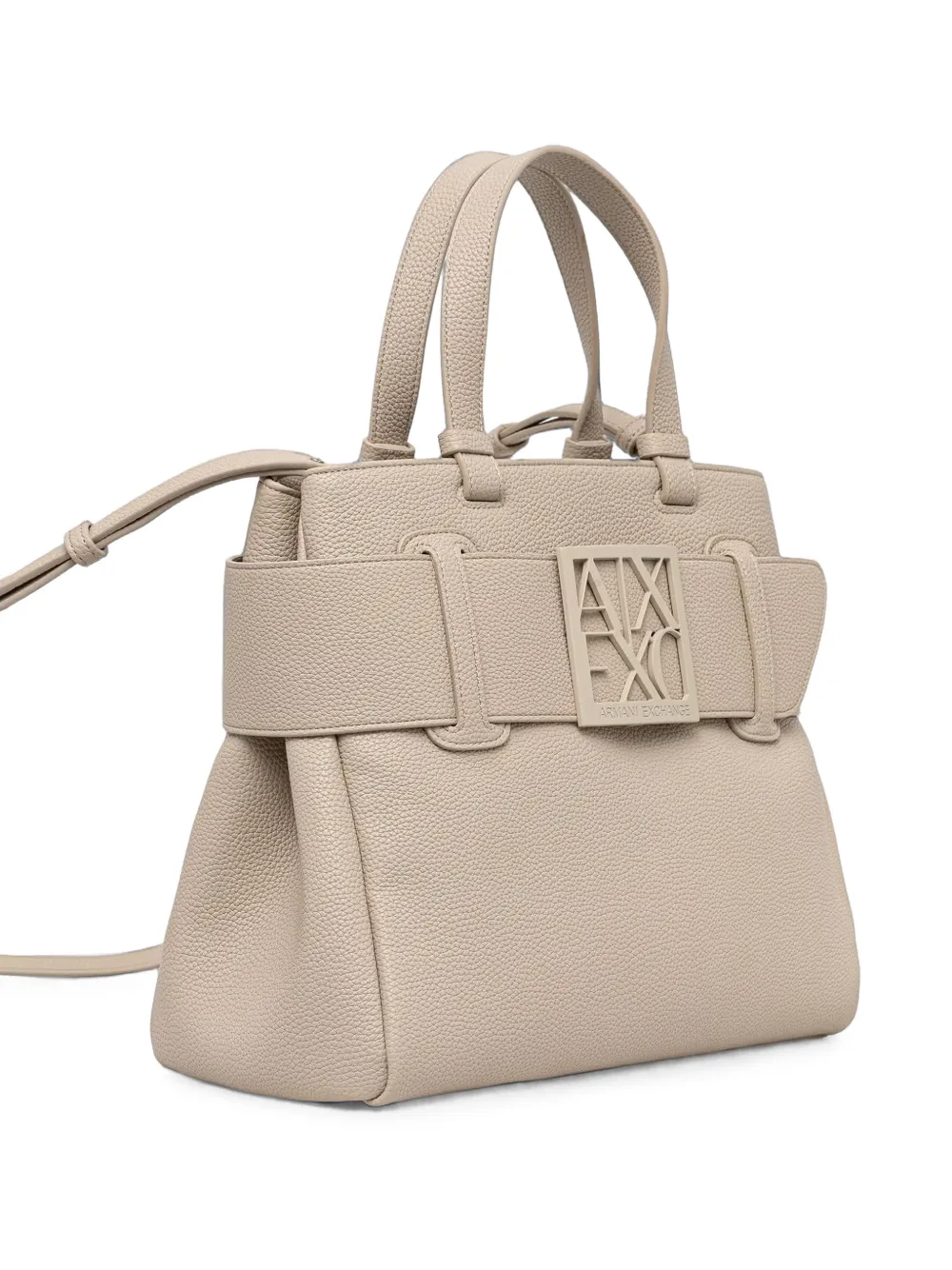 Armani Exchange logo-plaque pebbled tote bag