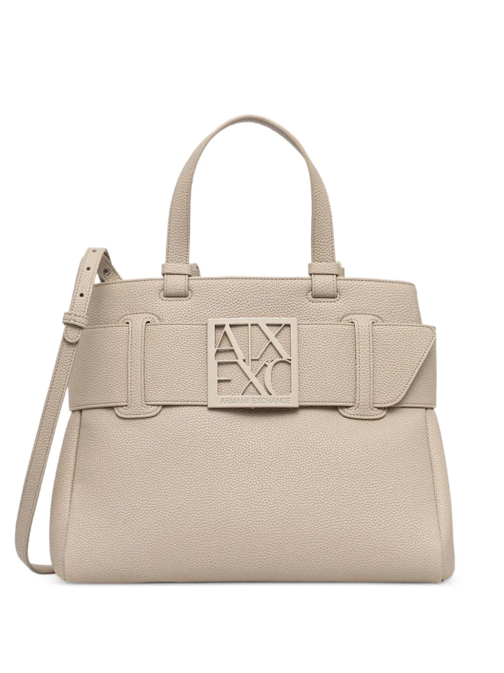 Armani Exchange logo-plaque pebbled tote bag