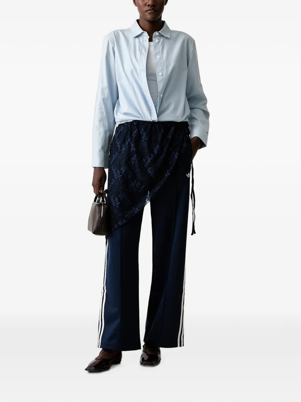adidas lace-overlay side-stripe track pants Blauw