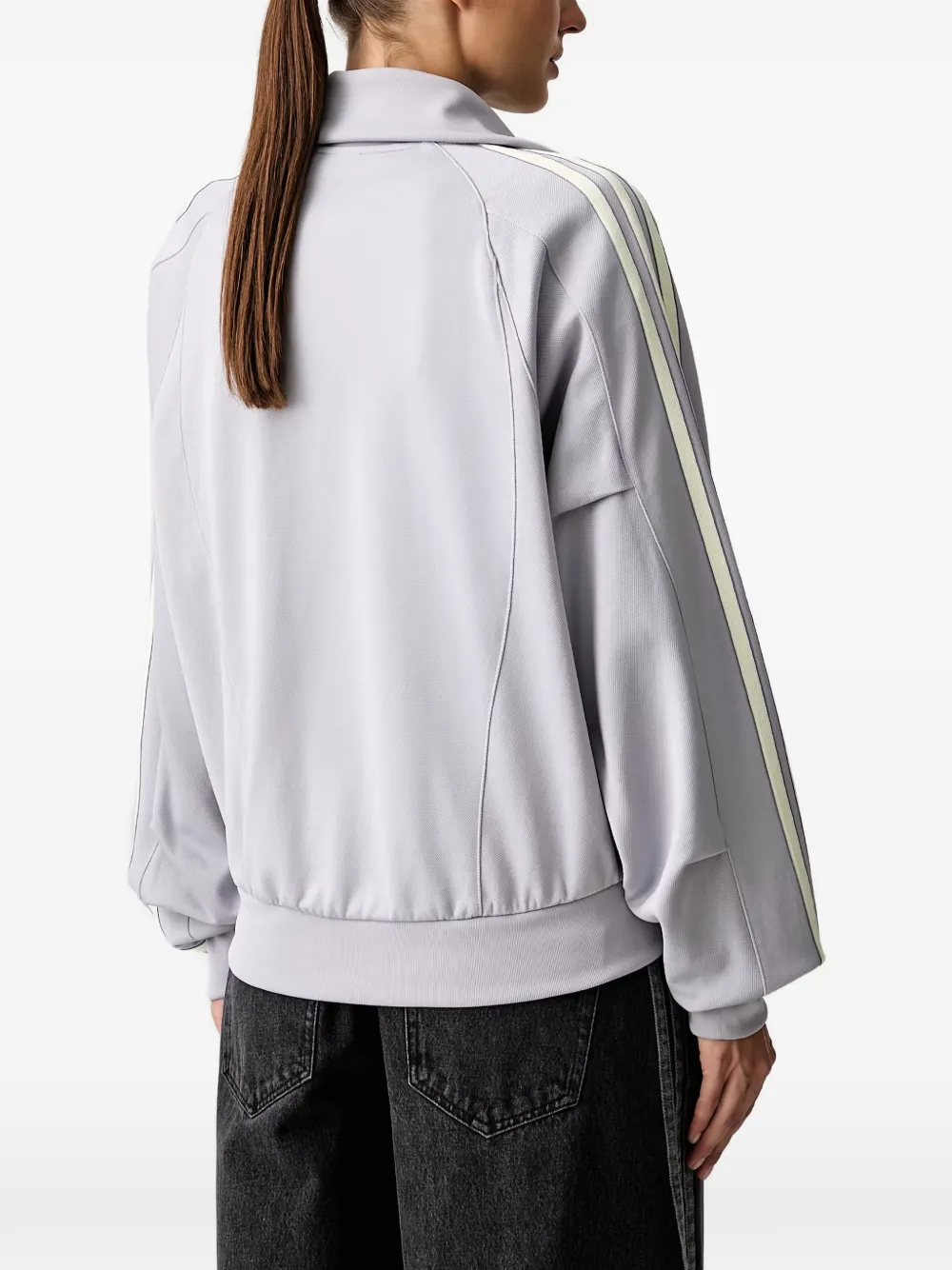 adidas logo-embroidered side-stripe zip-up sweatshirt Grijs