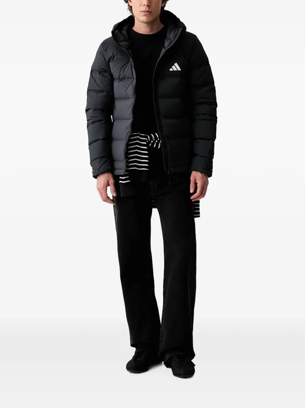 adidas hooded padded jacket Zwart