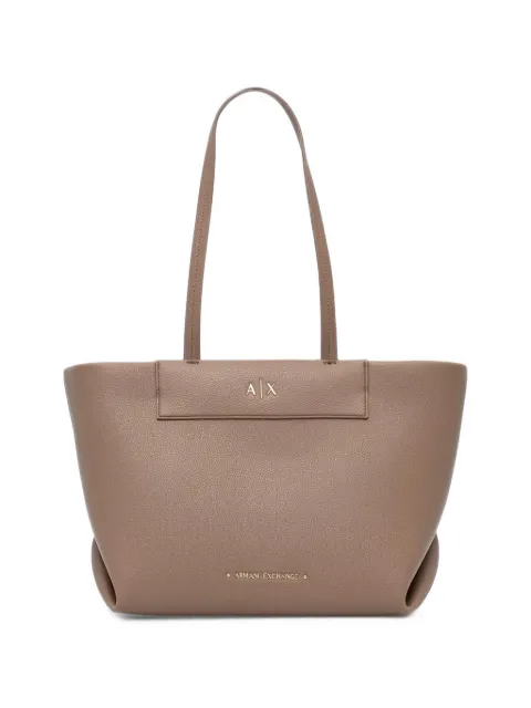 Armani Exchange logo-plaque pebbled-effect tote bag