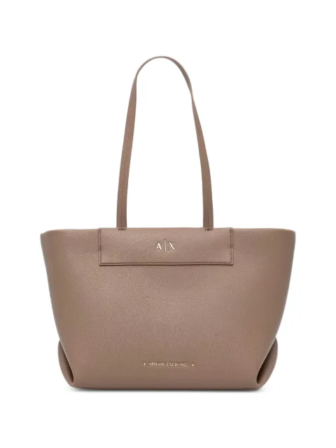 Armani Exchange logo-plaque pebbled-effect tote bag