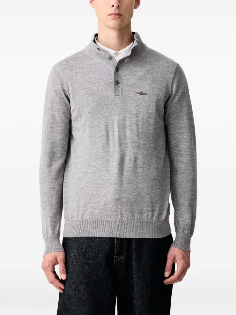 Aeronautica Militare logo-embroidered button-placket sweater