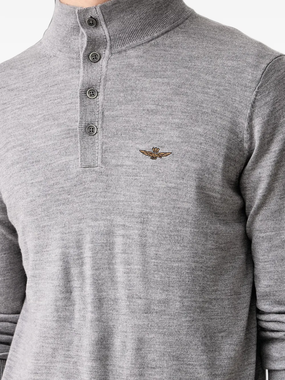 Aeronautica Militare Trui met geborduurd logo en knopenbies Grijs