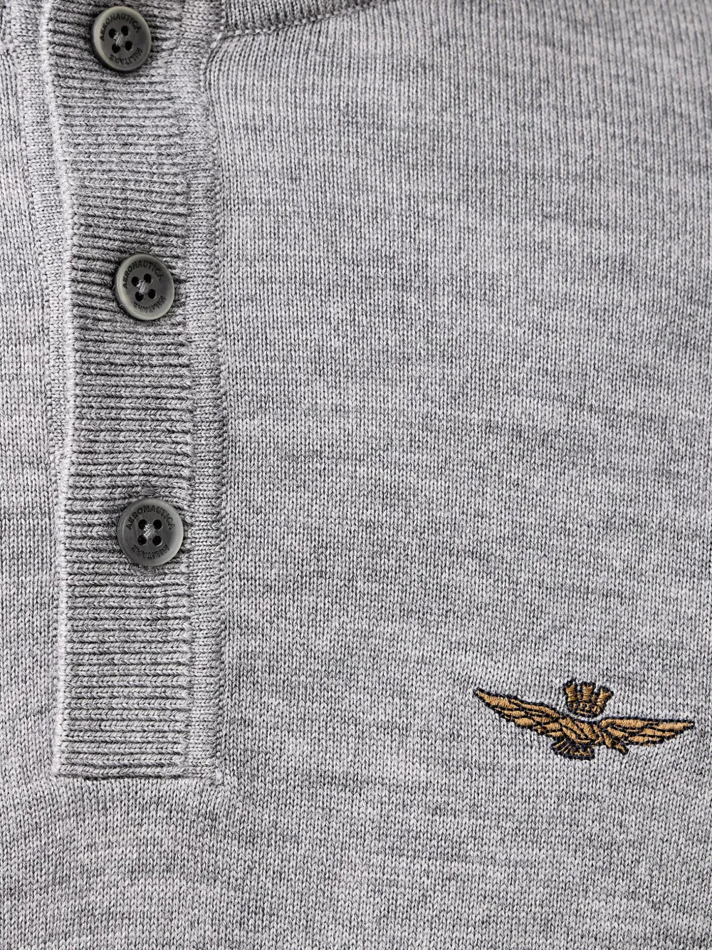 Aeronautica Militare Trui met geborduurd logo en knopenbies Grijs
