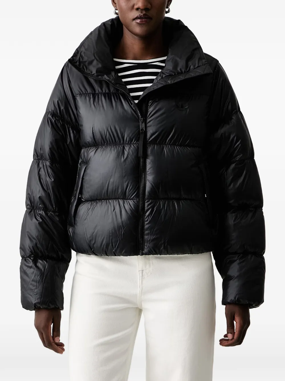 adidas quilted padded jacket Zwart