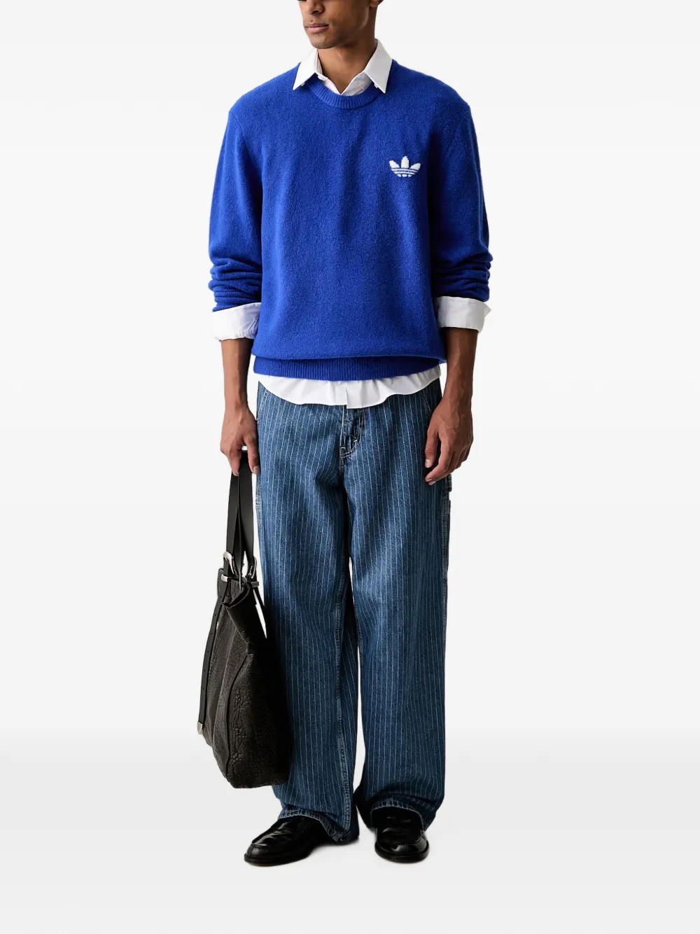 adidas Trefoil essentials logo knit sweater Blauw