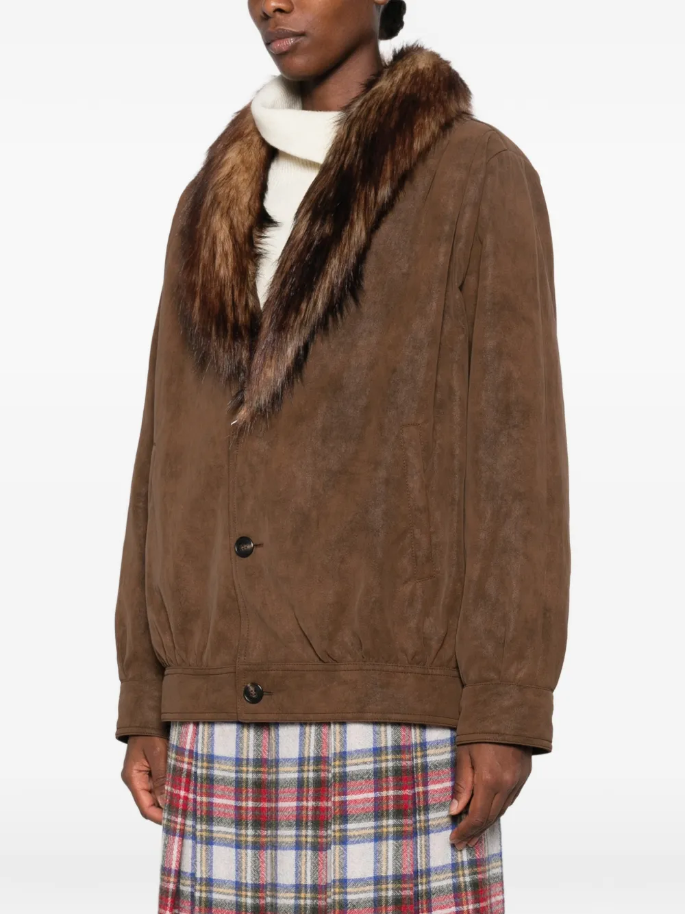 MM6 Maison Margiela Jack met kraag van imitatiebont Bruin