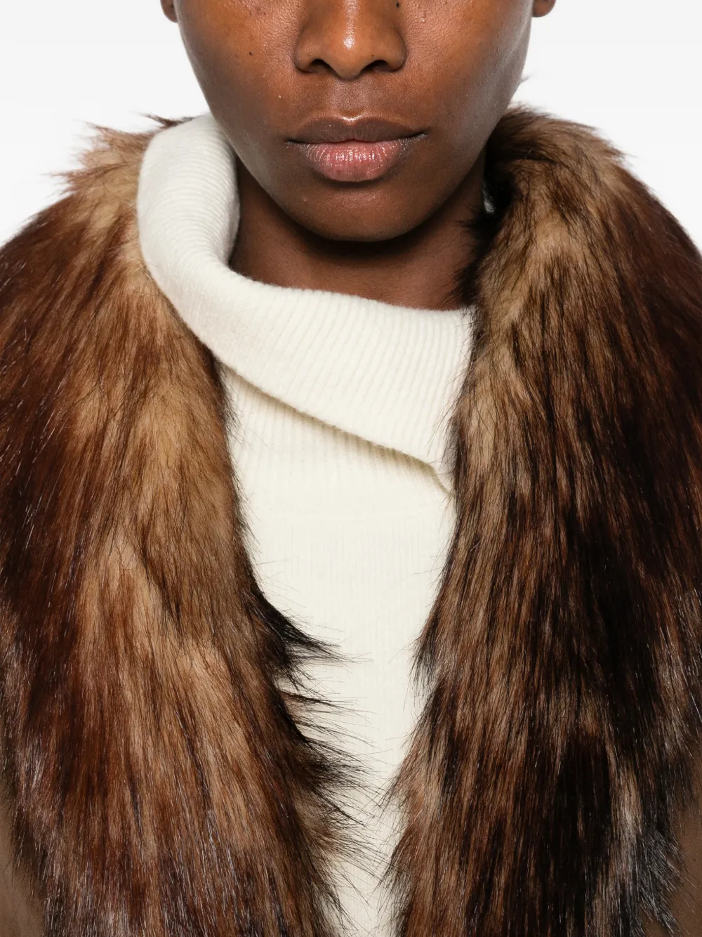 MM6 Maison Margiela Jack met kraag van imitatiebont Bruin