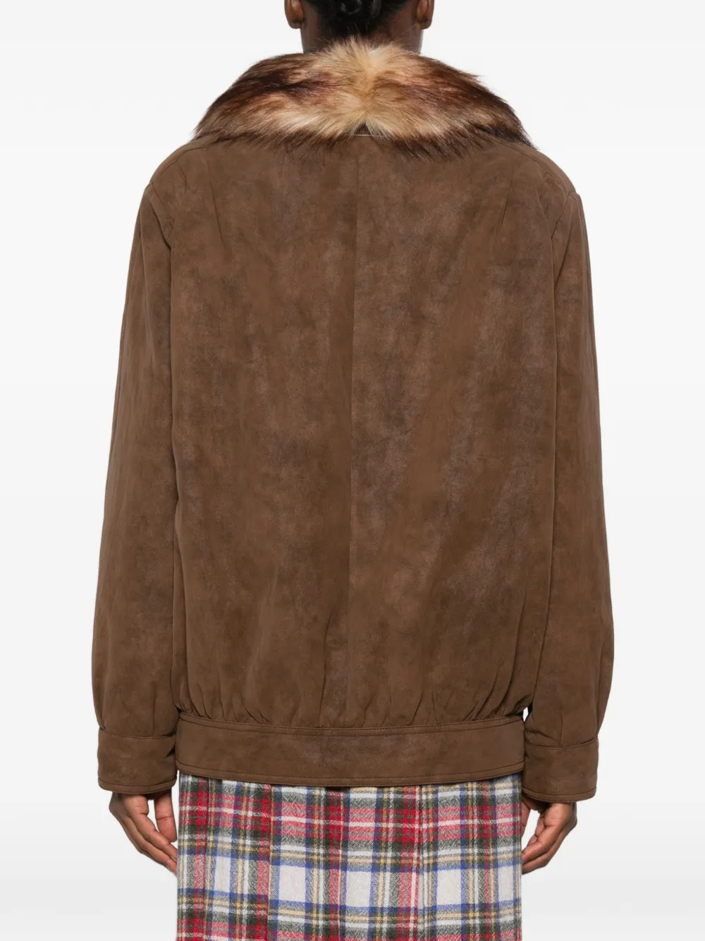 MM6 Maison Margiela Jack met kraag van imitatiebont Bruin