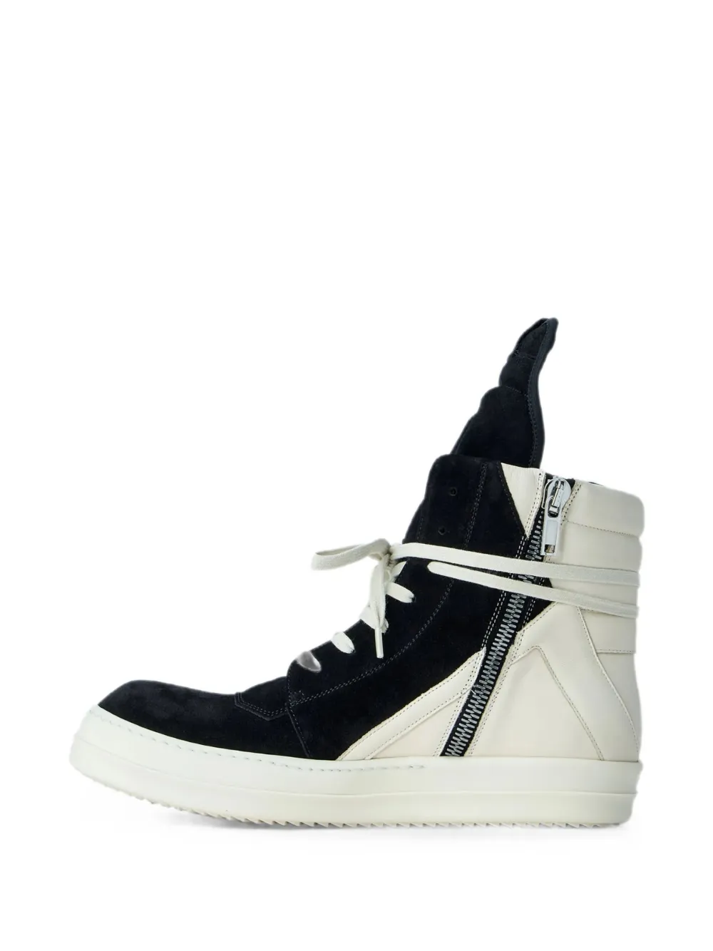 Rick Owens Geobasket panelled suede boots Zwart