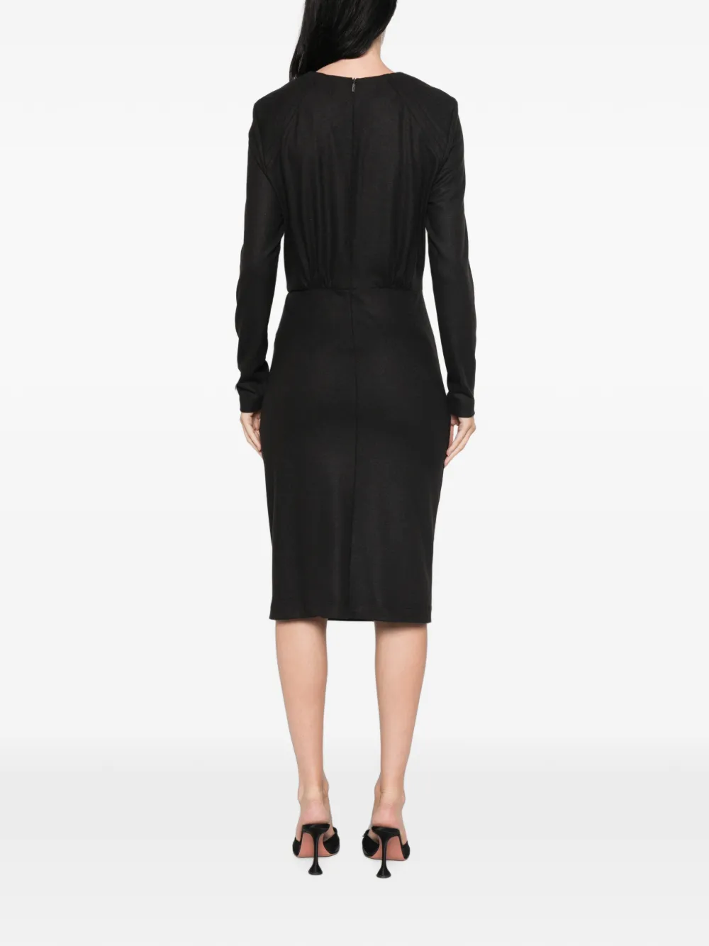 PINKO Anthurium gesmockte midi-jurk met ritsdetail Zwart