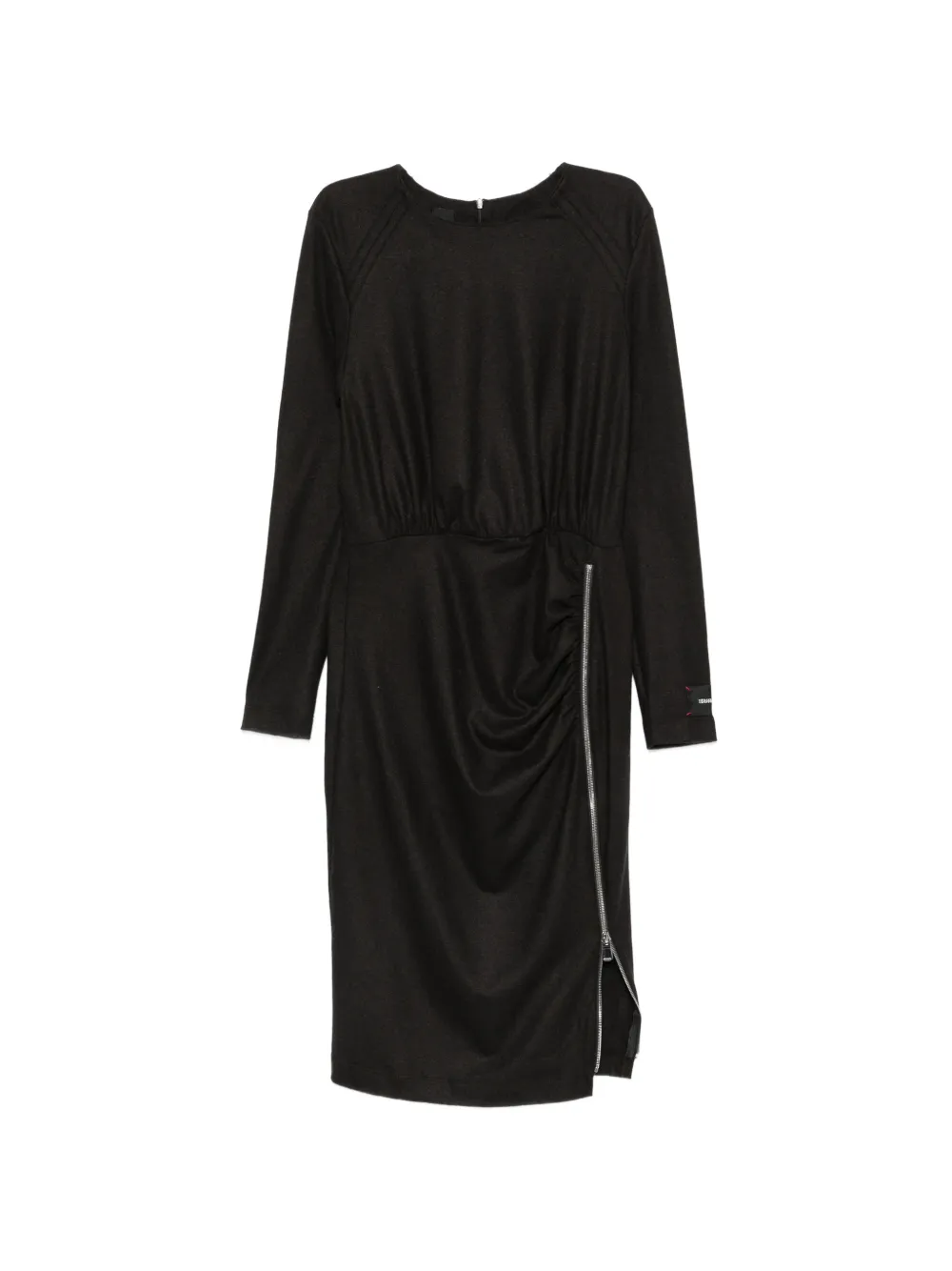 PINKO Anthurium zip-detail gathered-waist midi dress - Nero