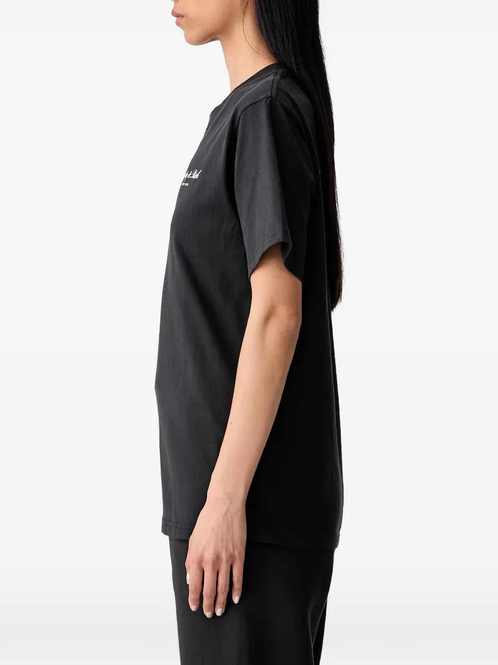 Sporty & Rich logo-print cotton T-shirt Zwart