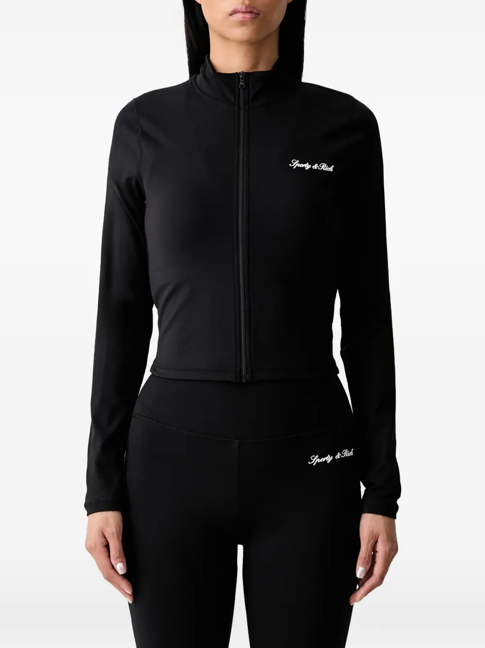 Sporty & Rich logo-print zip-up sweatshirt - Nero