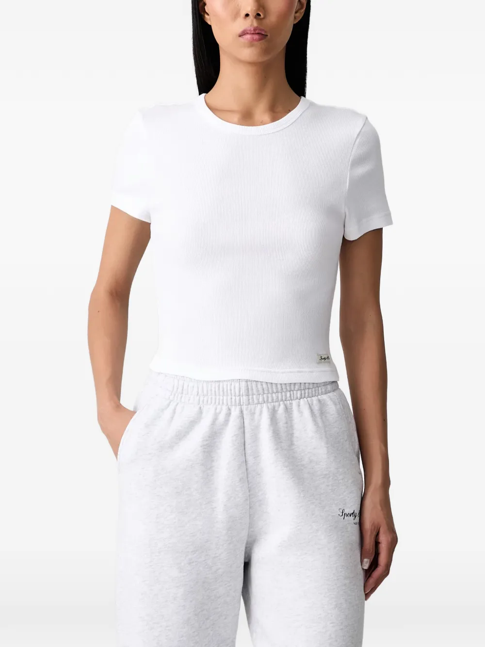 Sporty & Rich Ribgebreid T-shirt Wit