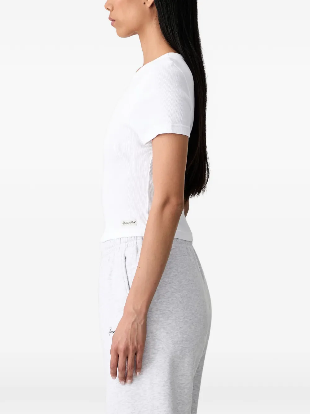 Sporty & Rich Ribgebreid T-shirt Wit