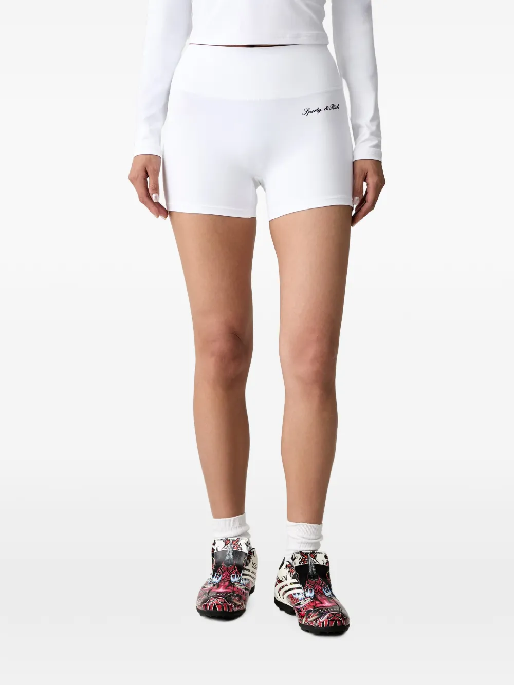 Sporty & Rich logo-print mini shorts - Bianco
