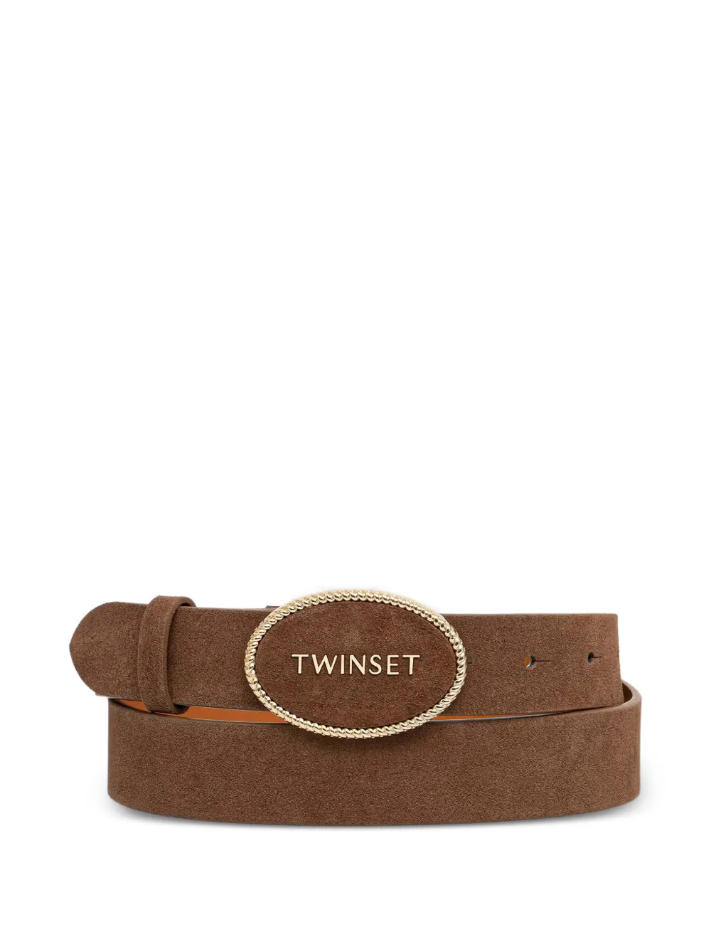 TWINSET logo-plaque suede belt - Marrone
