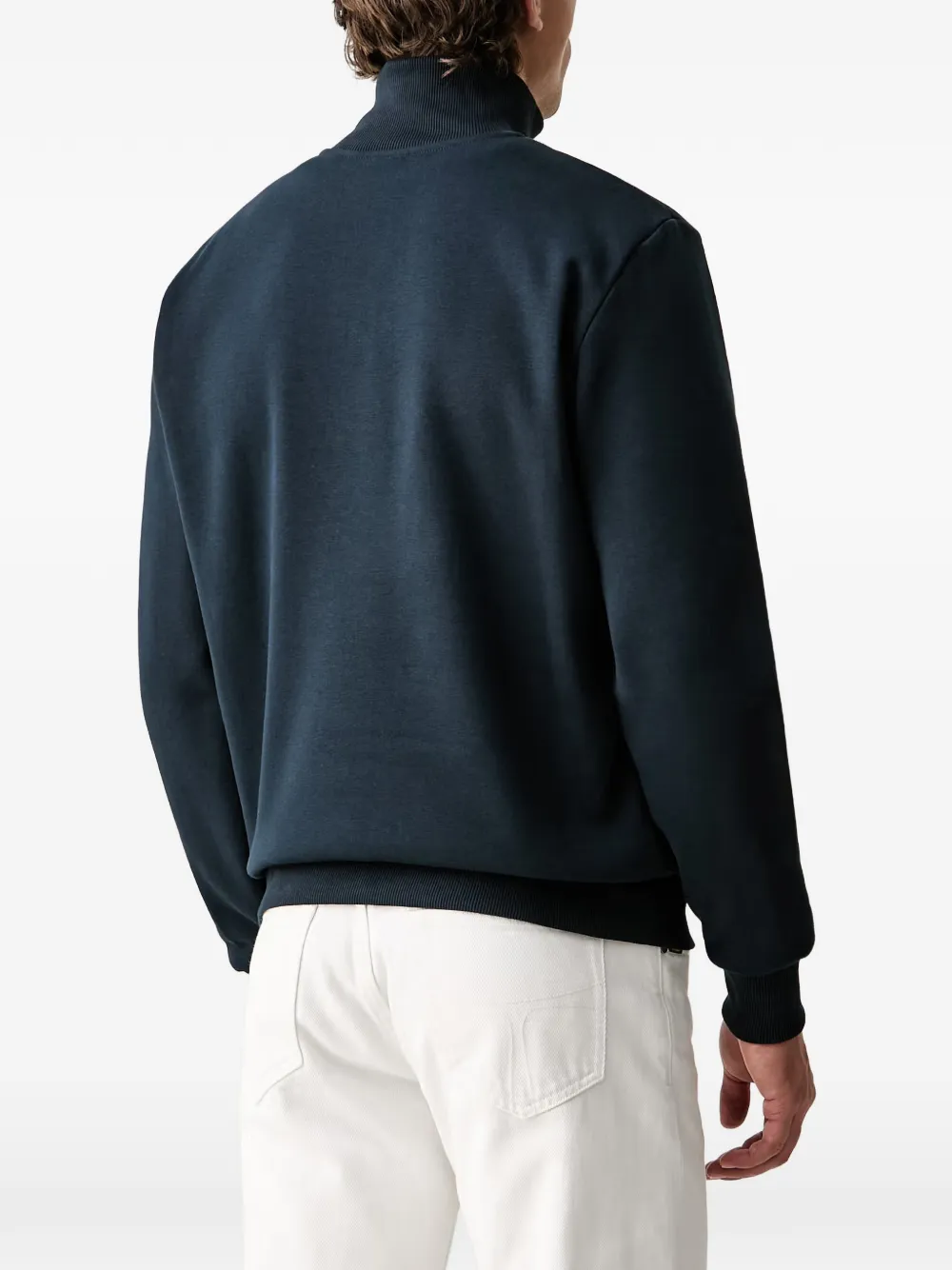 Colmar Sweater met kwartrits en geribbelde afwerking Blauw