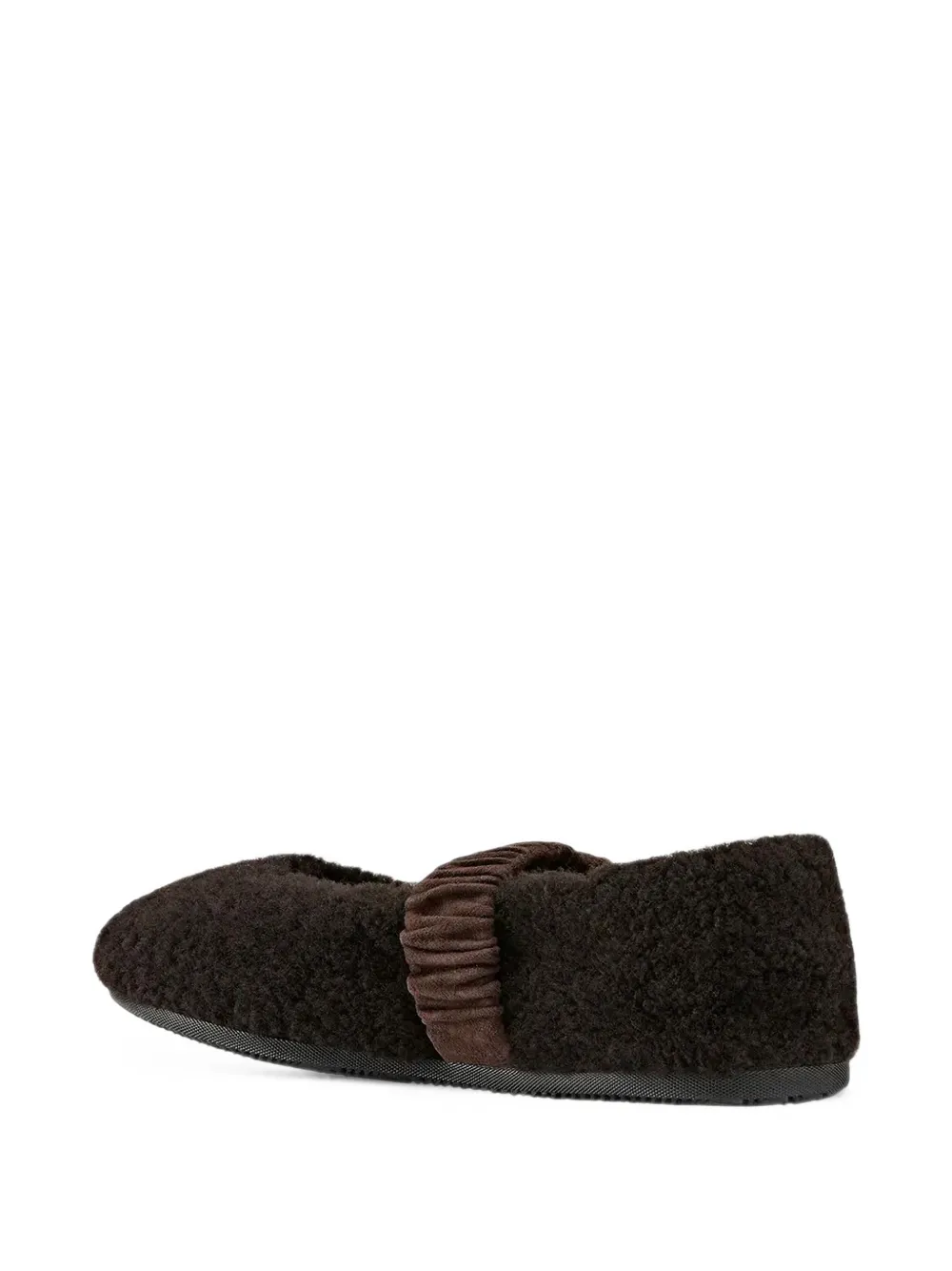 Bogner Vienna Shearling-effect Elasticated Ballet Flats in Brown, view 2