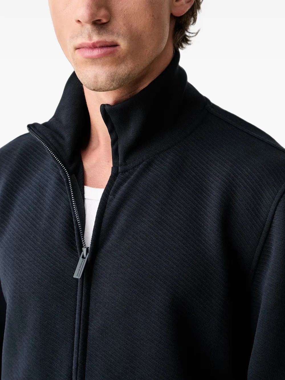 Colmar Geribbelde jacquard sweater met rits Blauw