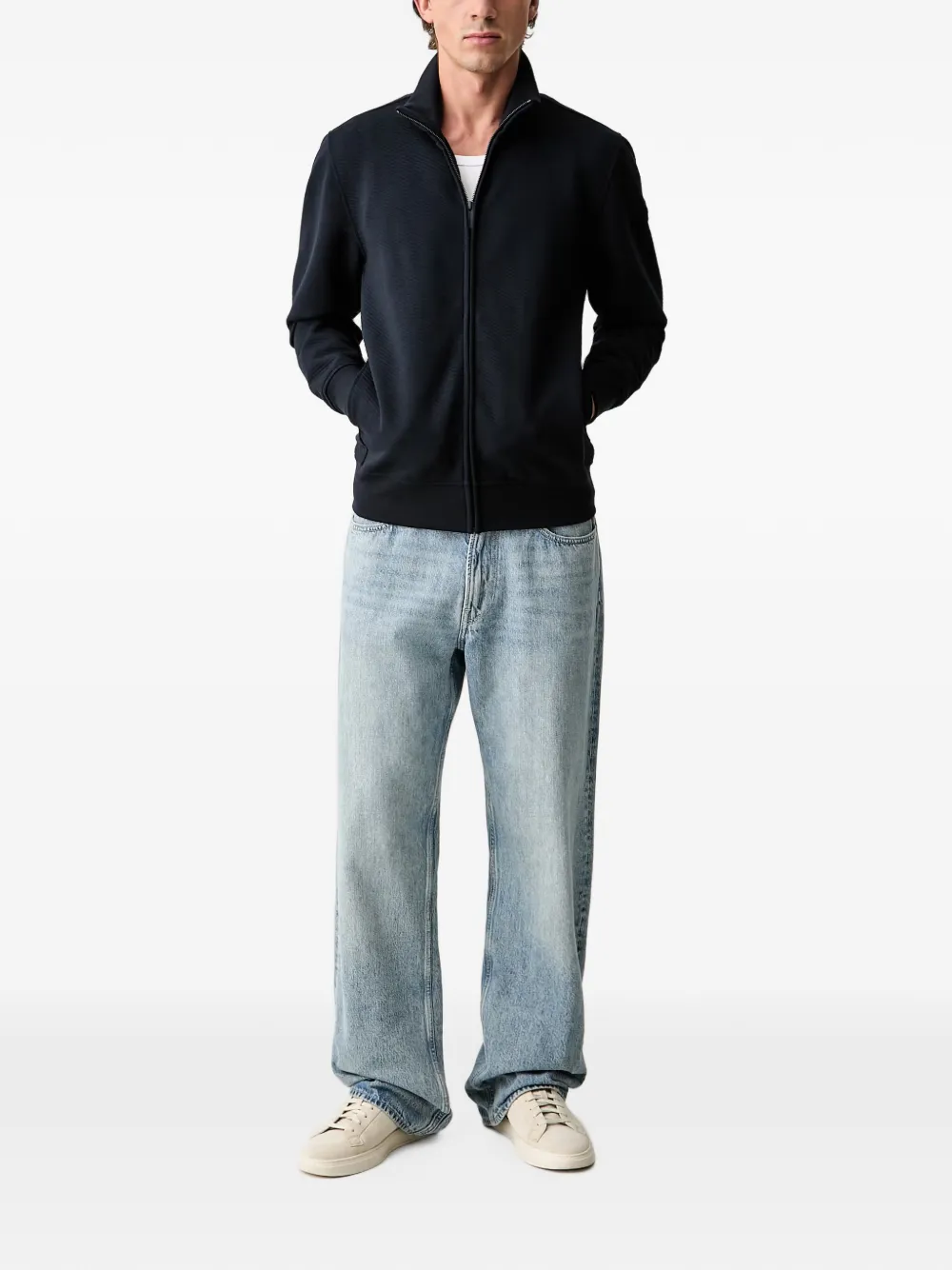 Colmar Geribbelde jacquard sweater met rits Blauw