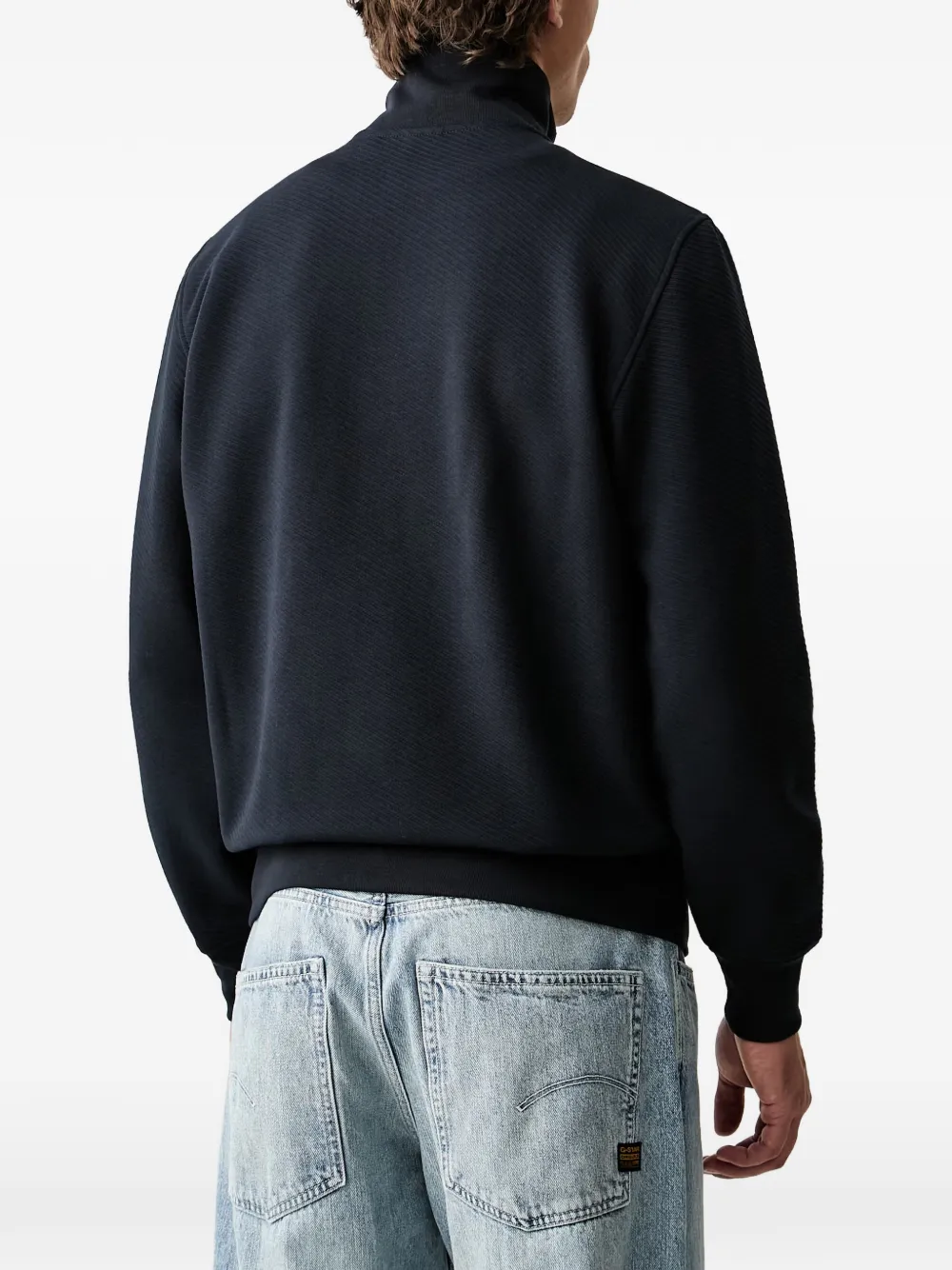 Colmar Geribbelde jacquard sweater met rits Blauw