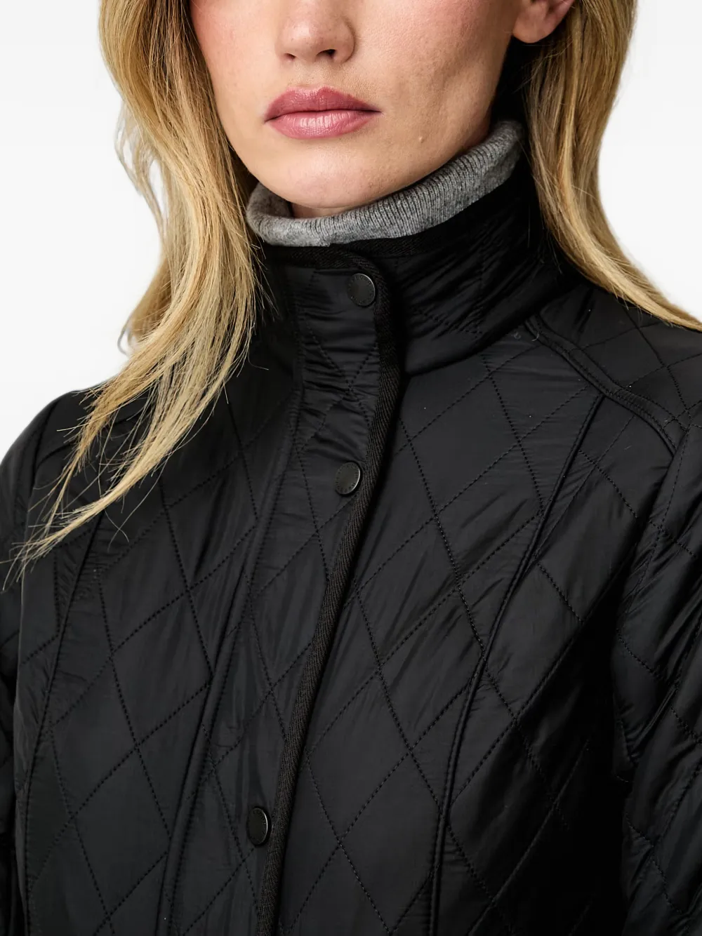 Barbour Cavalry Polarquilt jack met gewatteerde afwerking en rits Zwart