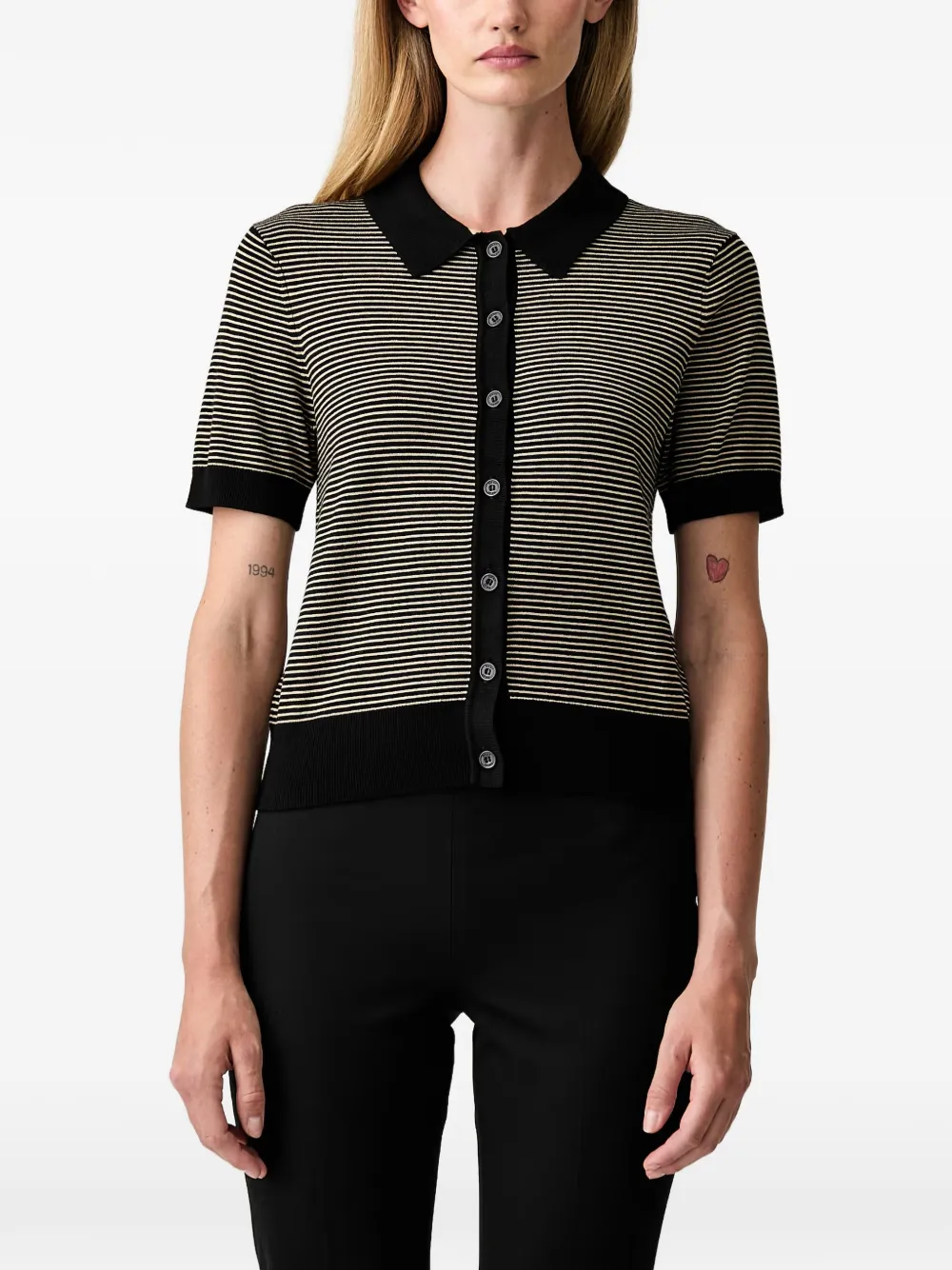 DKNY striped short-sleeved cardigan