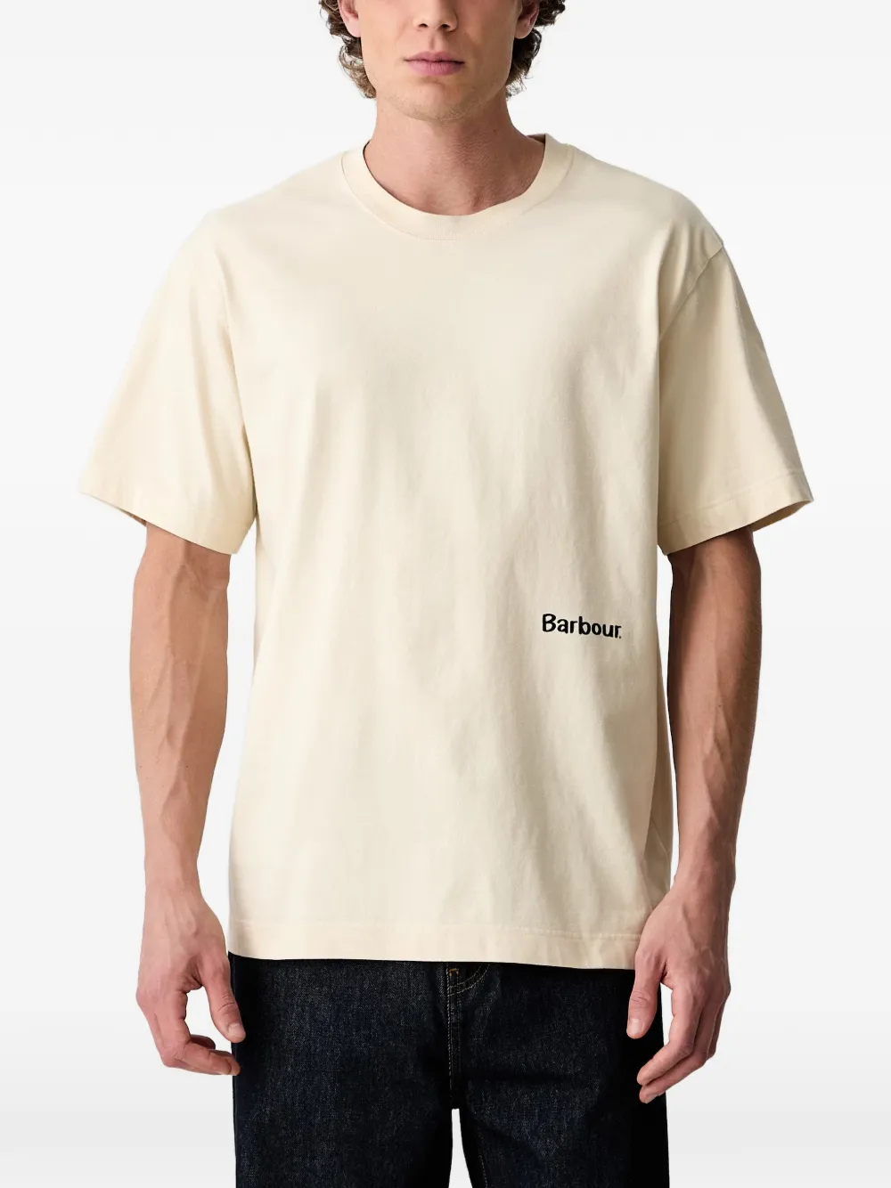 Barbour logoprint T-shirt met grafische rug Beige