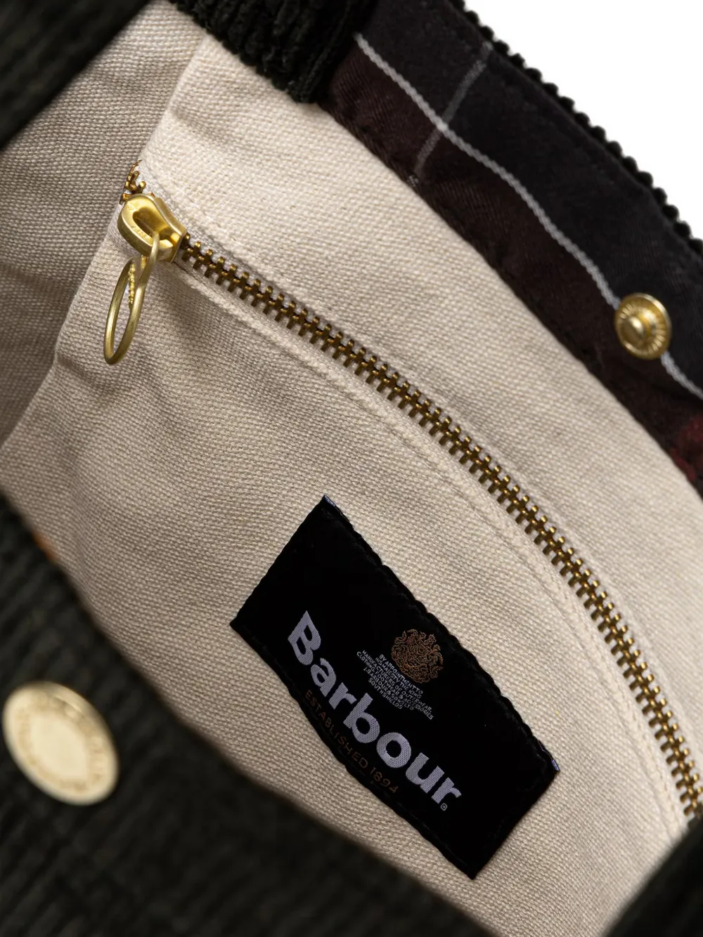 Barbour Carrick Cord logo-embroidered tote bag Groen