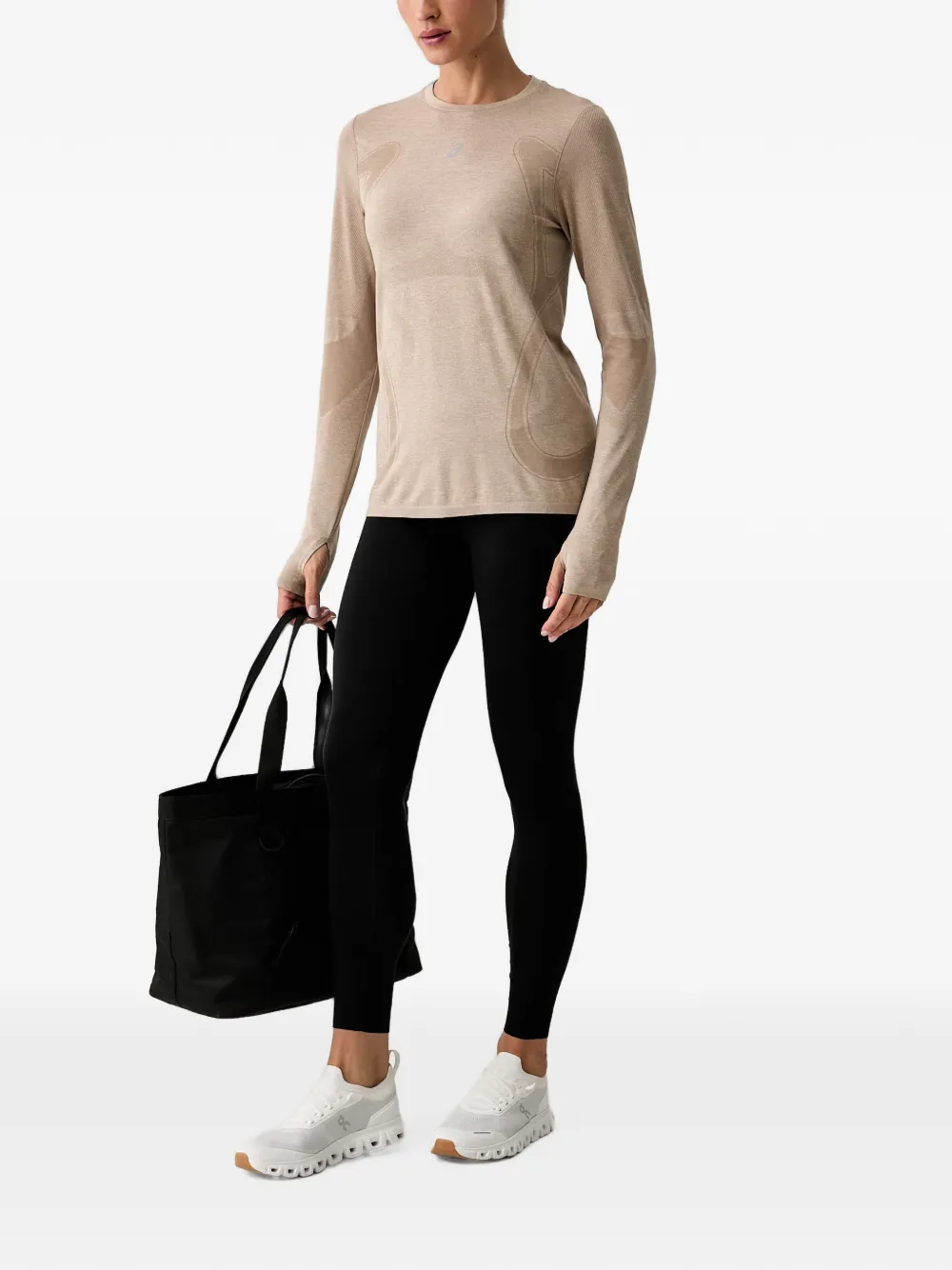 ASICS Road naadloos T-shirt met lange mouwen Beige