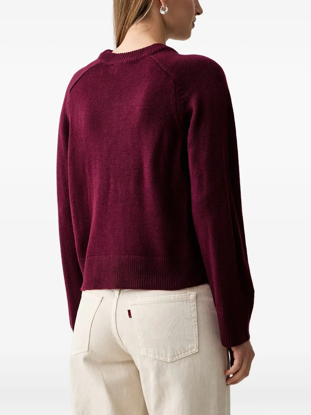 DKNY Bell trui met logo-intarsia en raglanmouwen Rood