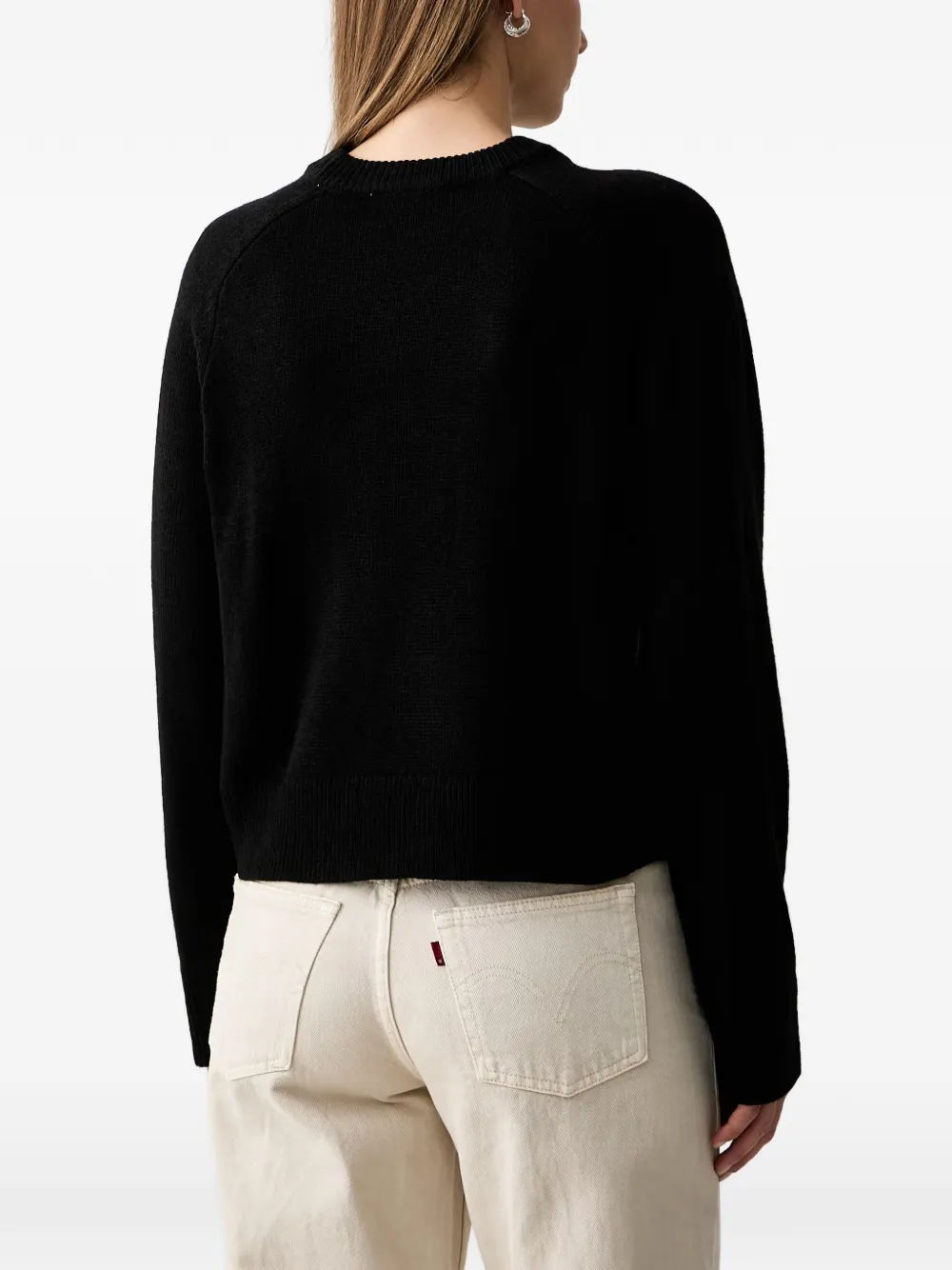 DKNY Bell intarsia-logo raglan-sleeve sweater Zwart
