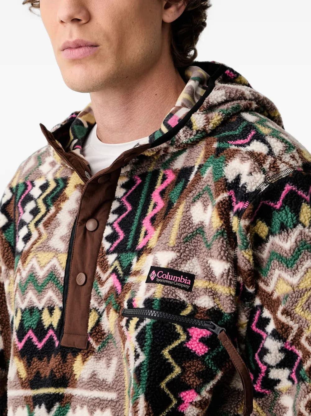Columbia Helvetia™ geometric-pattern fleece hoodie Beige