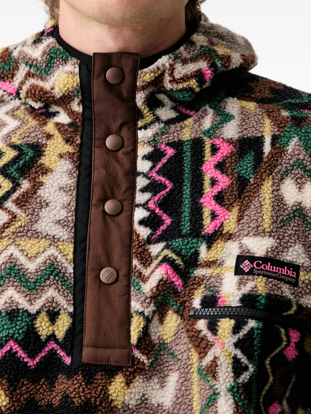 Columbia Helvetia™ geometric-pattern fleece hoodie Beige