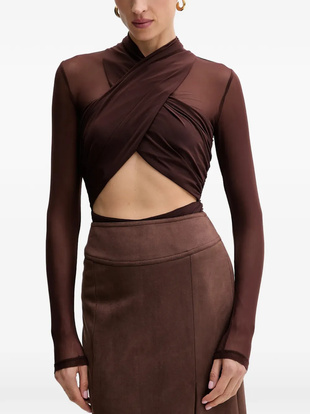 Bardot Aliyah Body mit Cut-Out - Braun